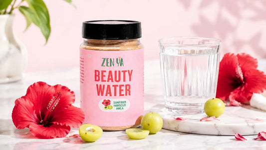 Drink for glowing skin with Zenya Beauty Water.