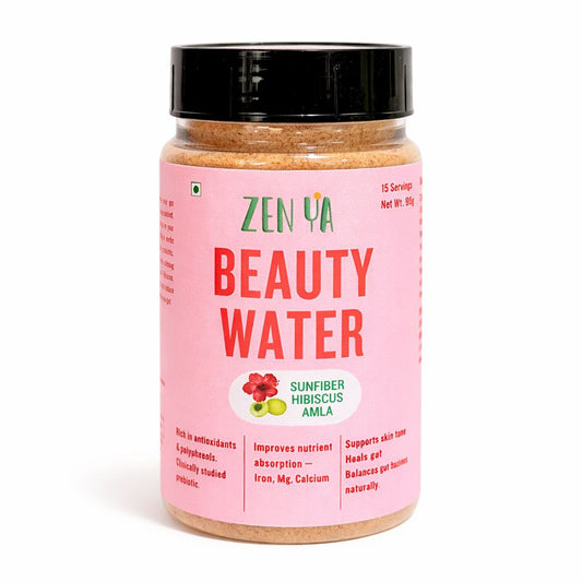 Jar of 'Zen Ya Beauty Water' on a white background